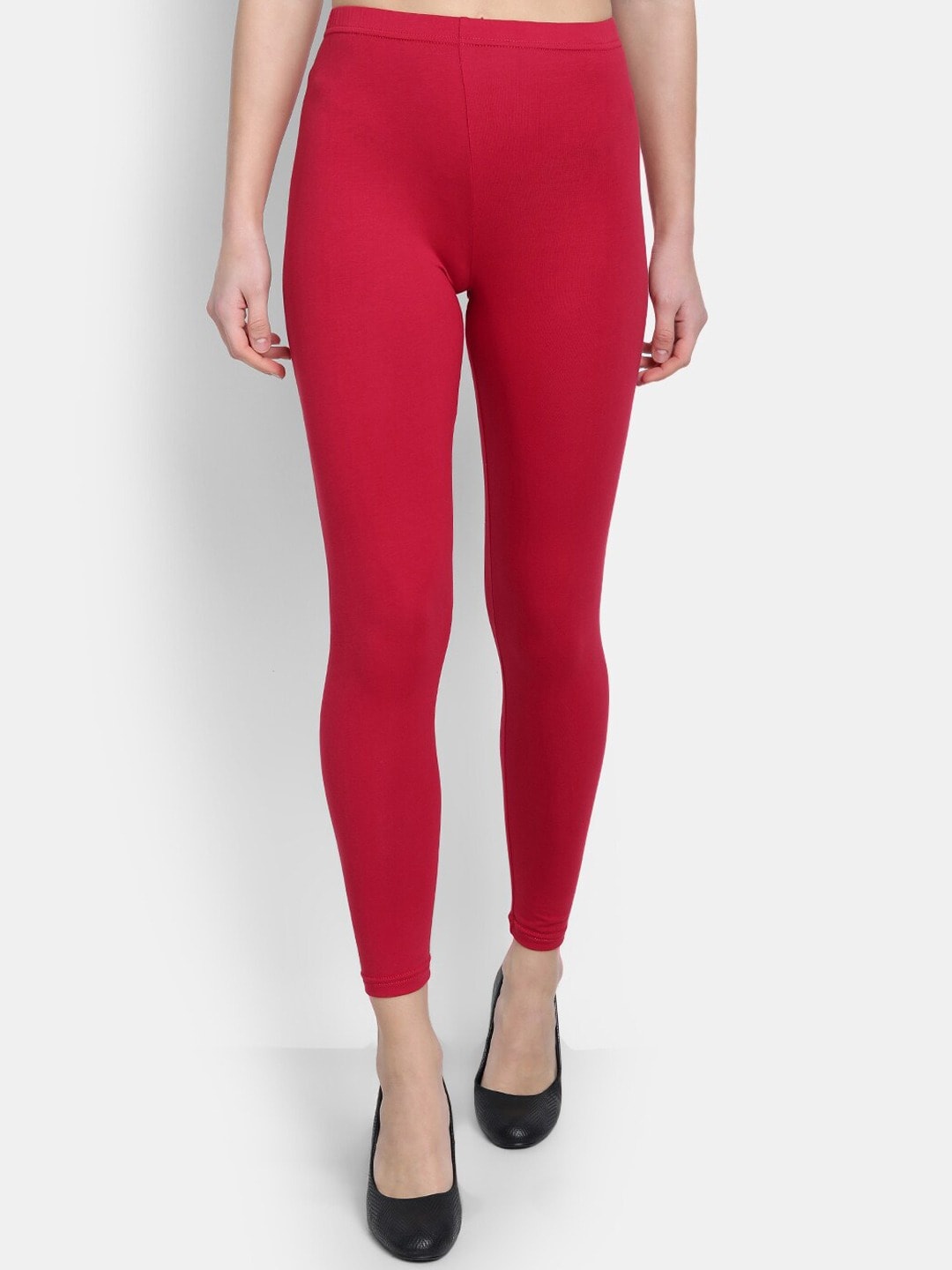 

SUTI Women Ankle-Length Cotton Lycra Leggings, Red