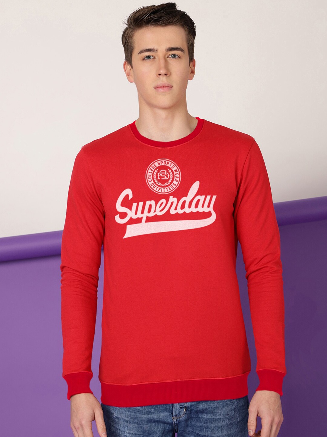 

FTX Typography Printed Round Neck Sweatshirt, Red