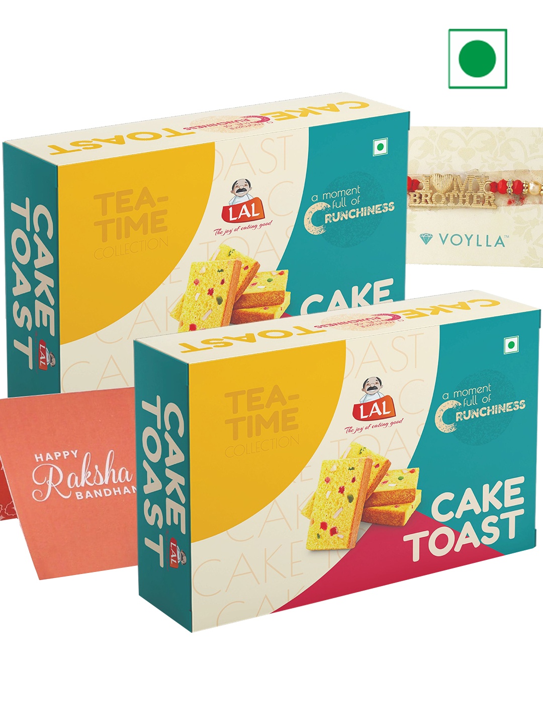 

LAL 2 Cake Toast With Rakhi-300 gms Each, Red