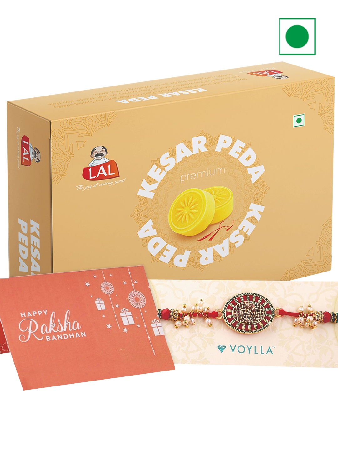 

LAL Kesar Peda With Rakhi-400 gms, Red
