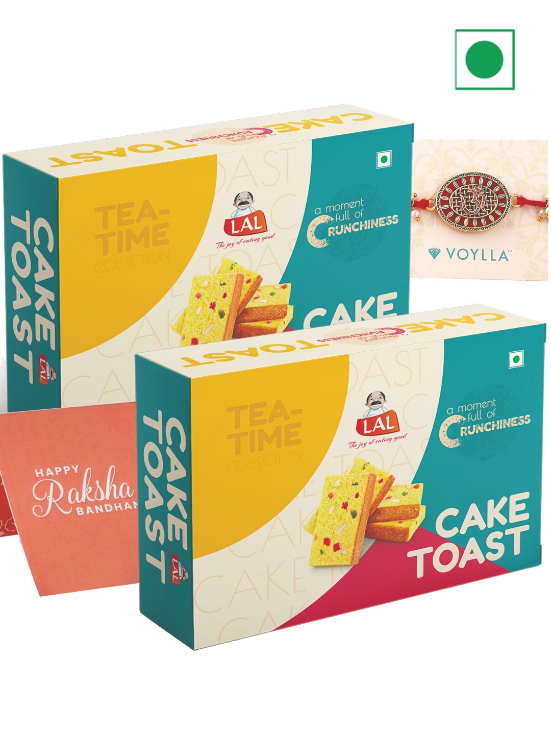 

LAL Cake Toast Sweets & Om Rakhi -600g, Red