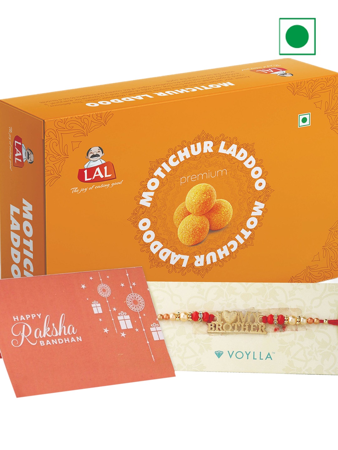 

LAL Motichur Laddoo With Rakhi-400 gms, Red