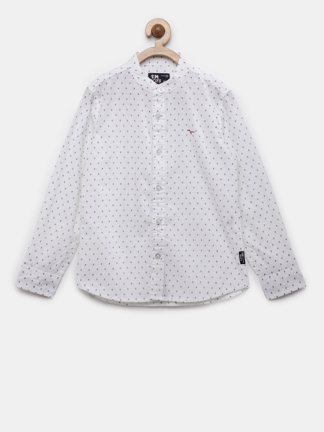 

Flying Machine Boys White Regular Fit Printed Casual Shirt