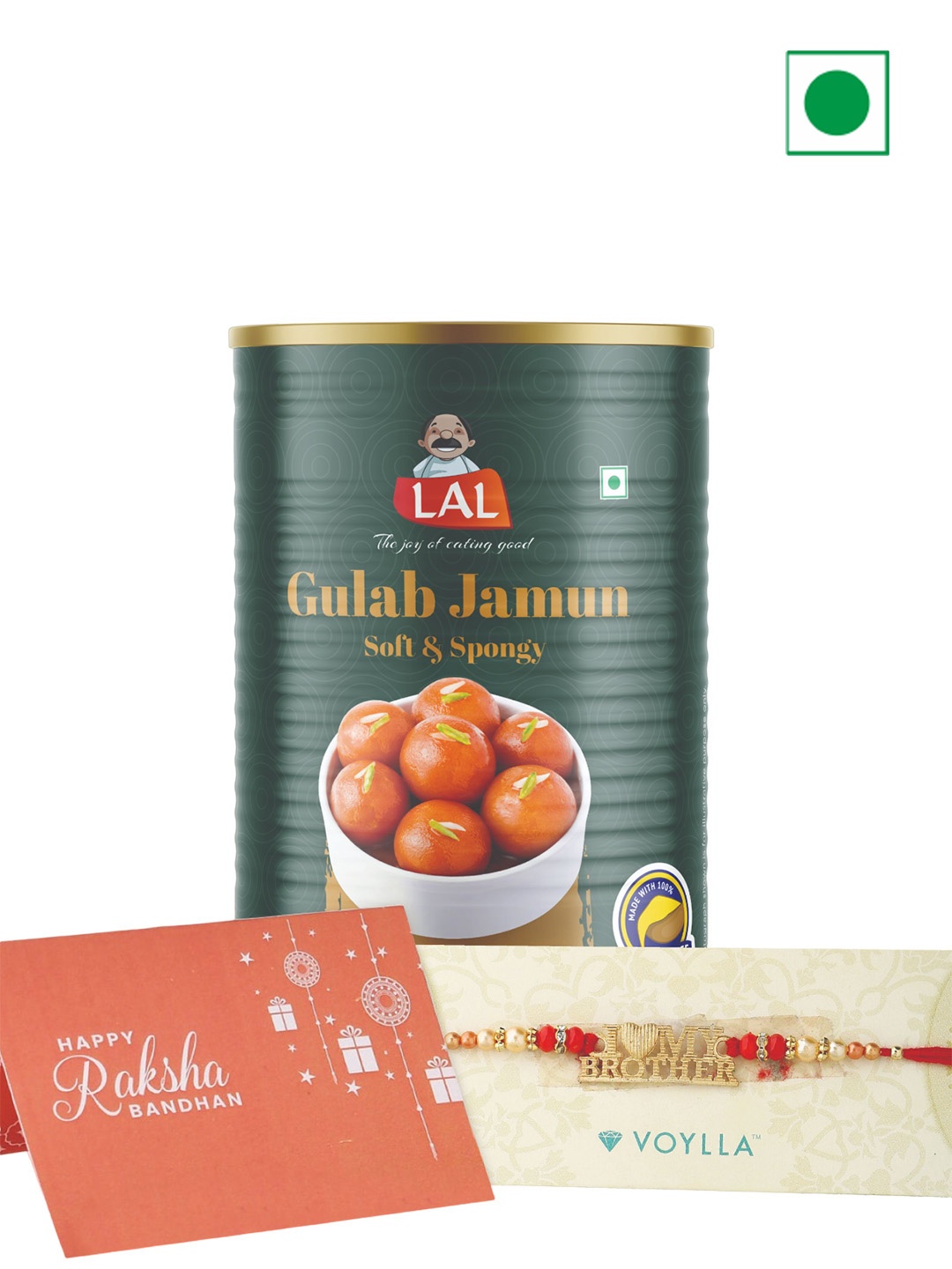 

LAL Gulab Jamun Sweets & I Love My Brother Designer Rakhi With Roli Chawal Pack-1 Kg, Red