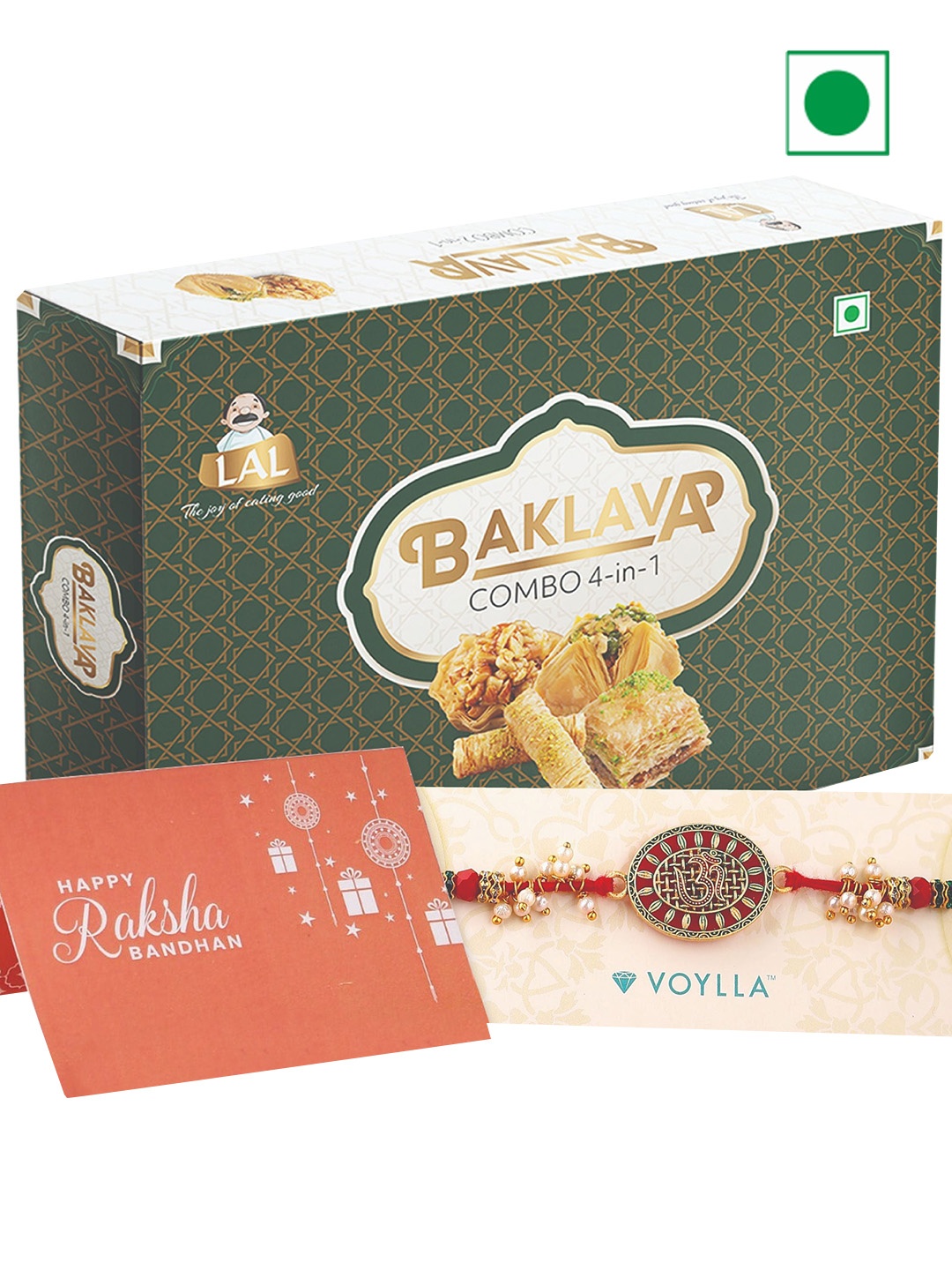 

LAL Baklava 4-in-1 Sweets With Rakhi -650gms, Red
