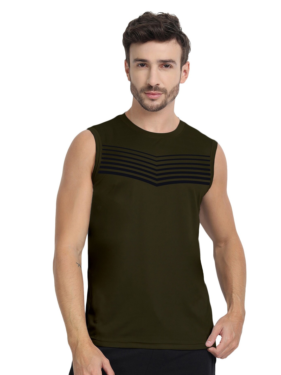 

FTX Striped Knitted Sports T-shirt, Olive