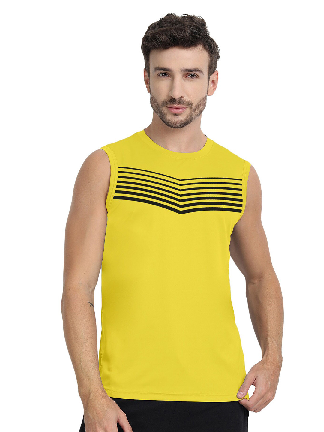 

FTX Striped Knitted Sports T-shirt, Yellow