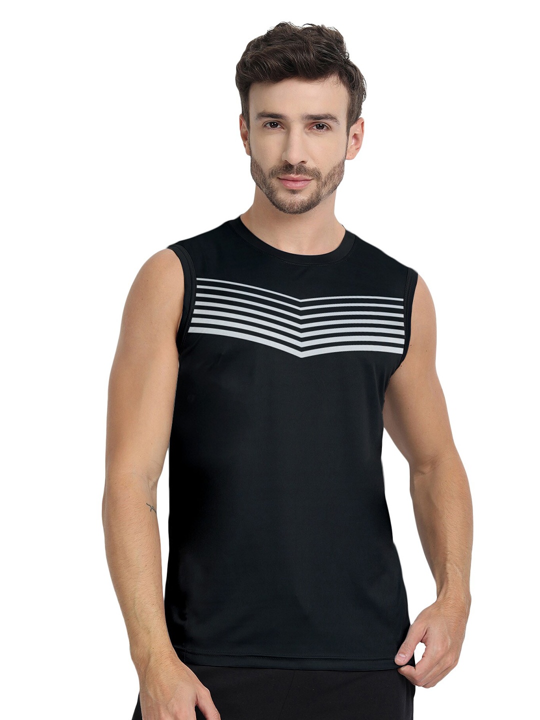 

FTX Striped Knitted Sports T-shirt, Black