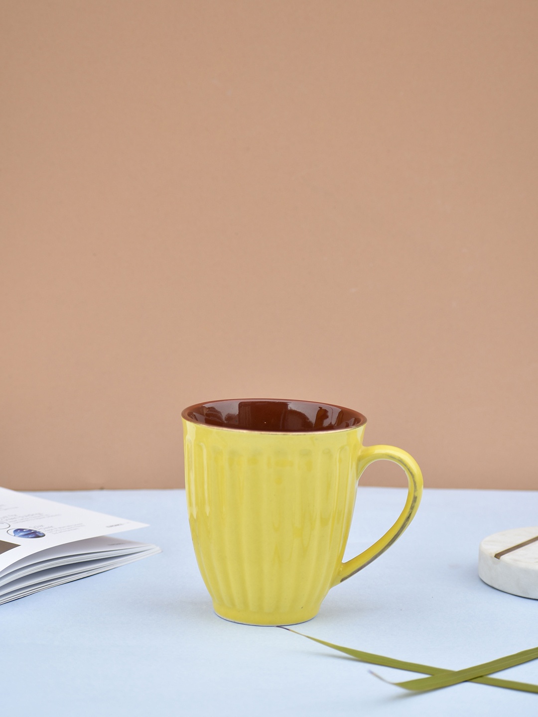 

Folkstorys Yellow Textured Ceramic Glossy Mugs 300ml