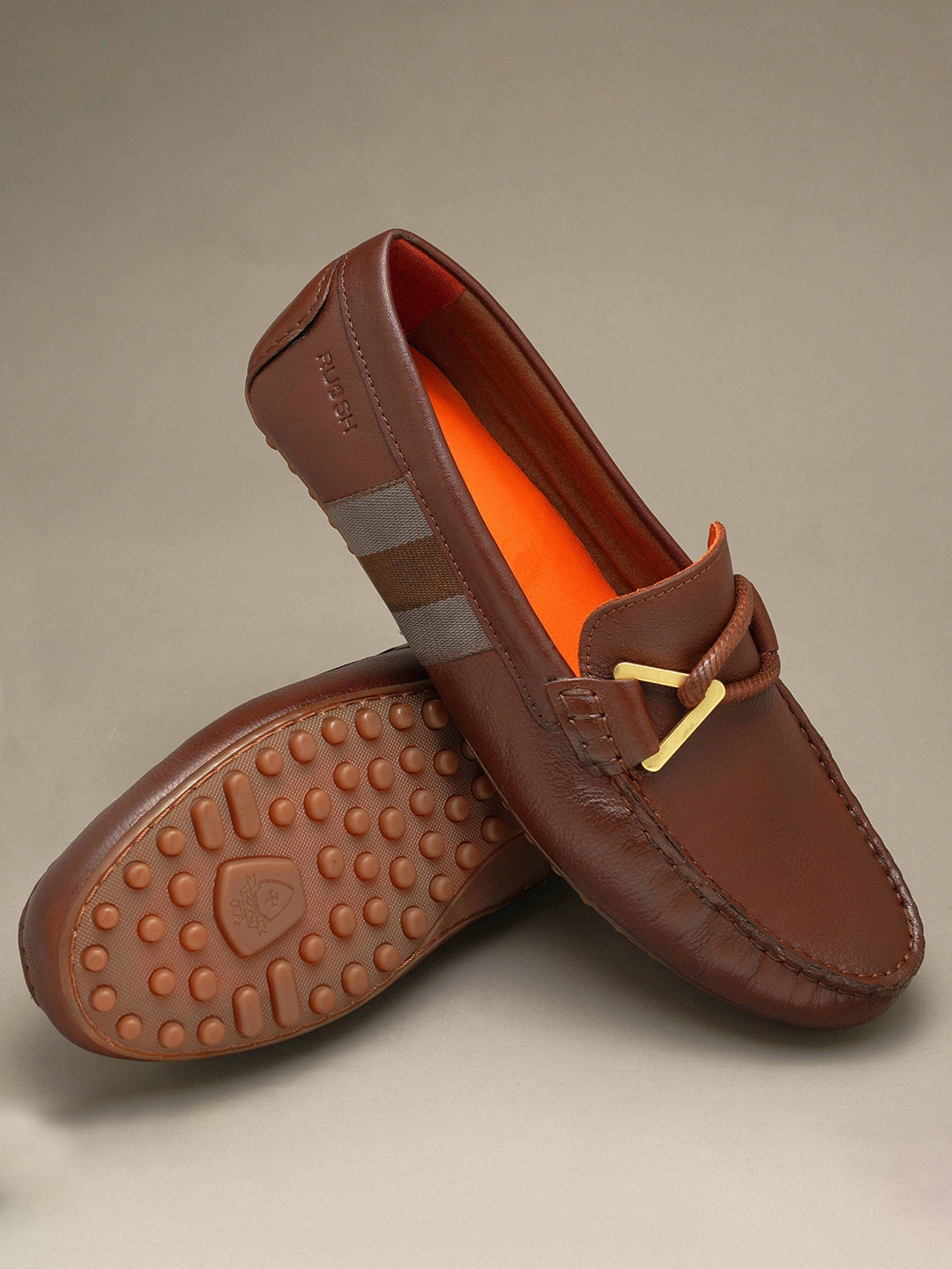 

Ruosh Men Leather Comfort Insole Horsebit Loafers, Tan