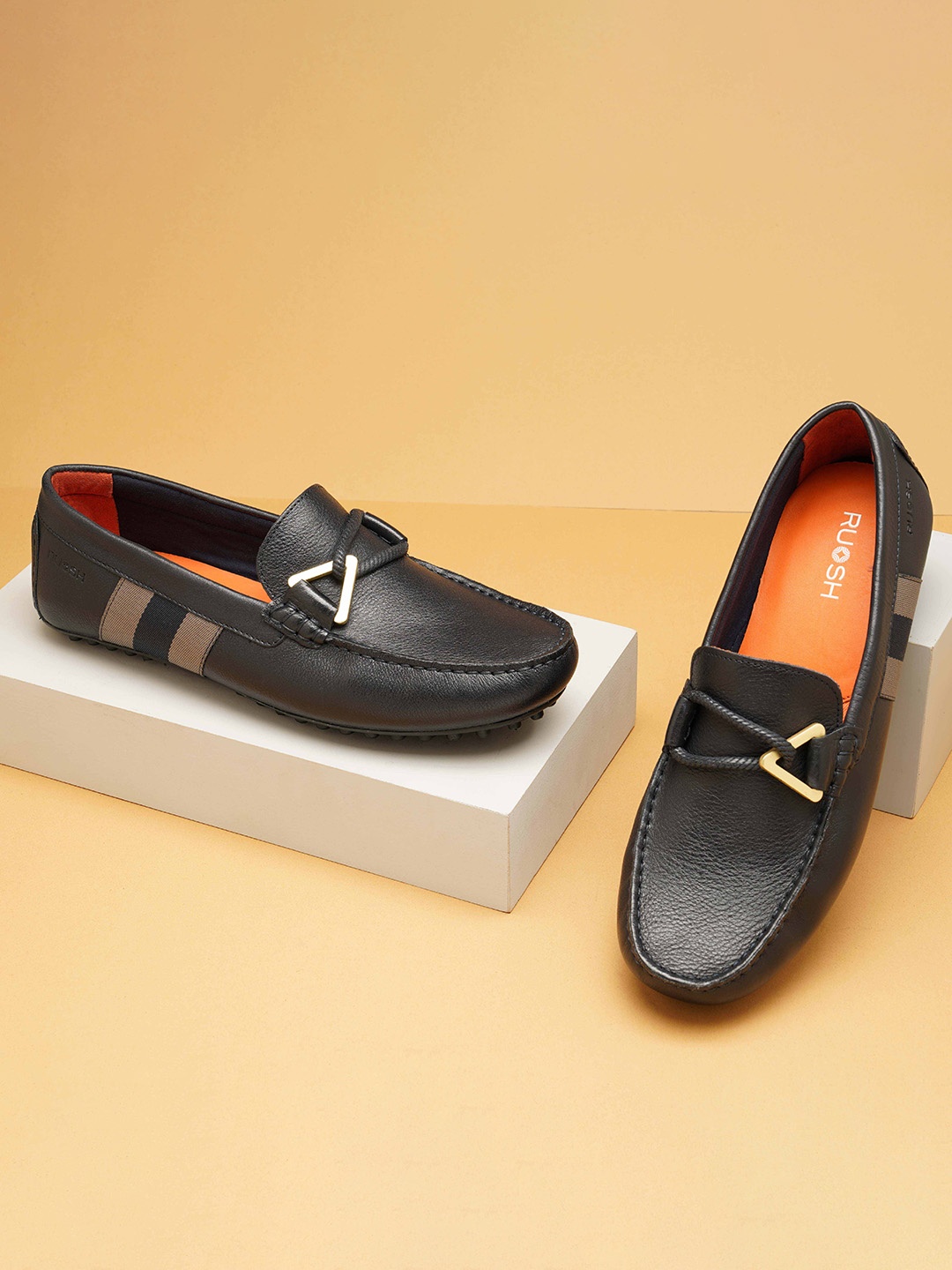 

Ruosh Men Comfort Insole Leather Horsebit Loafers, Navy blue