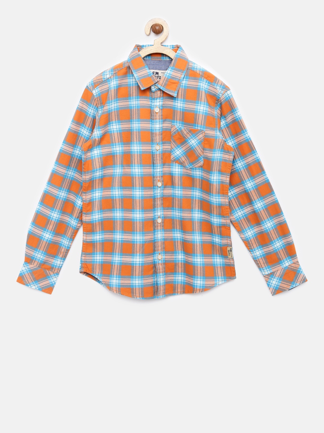 

Flying Machine Boys Orange & Blue Regular Fit Checked Casual Shirt