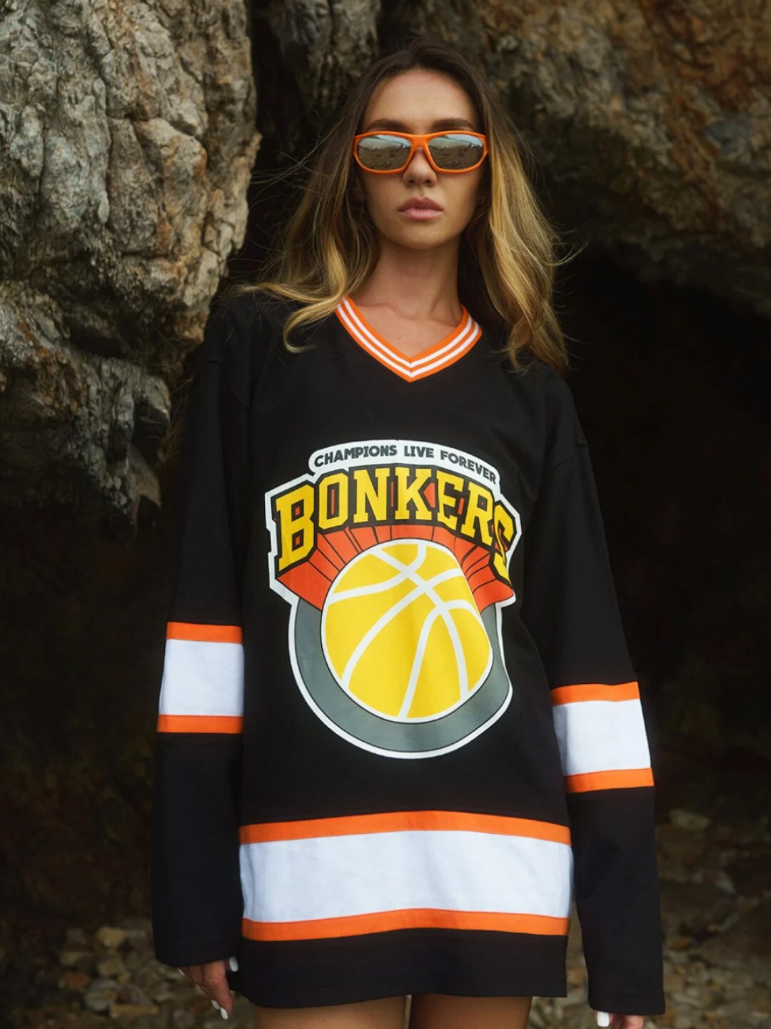 

Bonkers Corner Varsity Printed Oversized Cotton T-shirt, Black