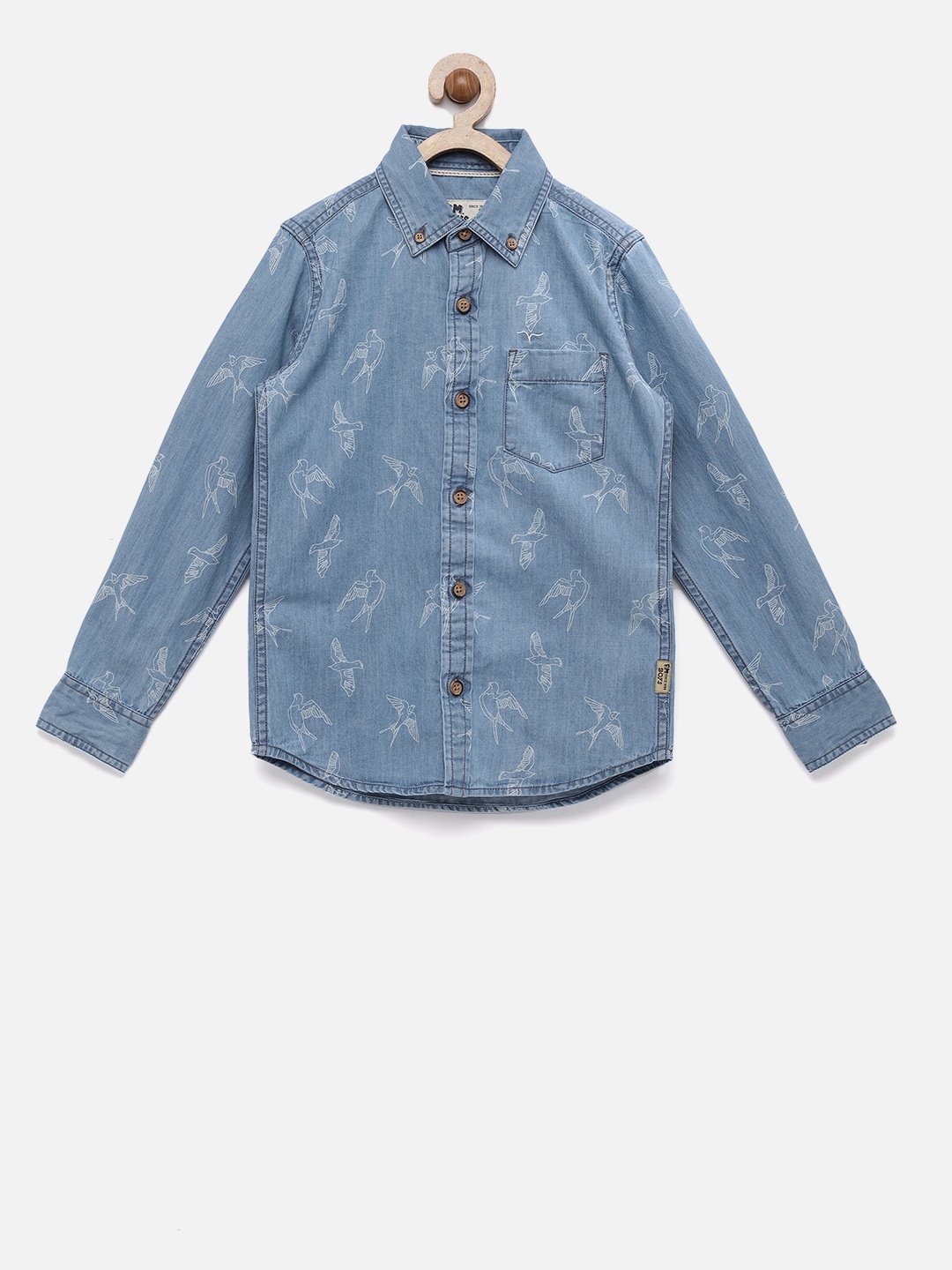 

Flying Machine Boys Blue Regular Fit Printed Denim Casual Shirt
