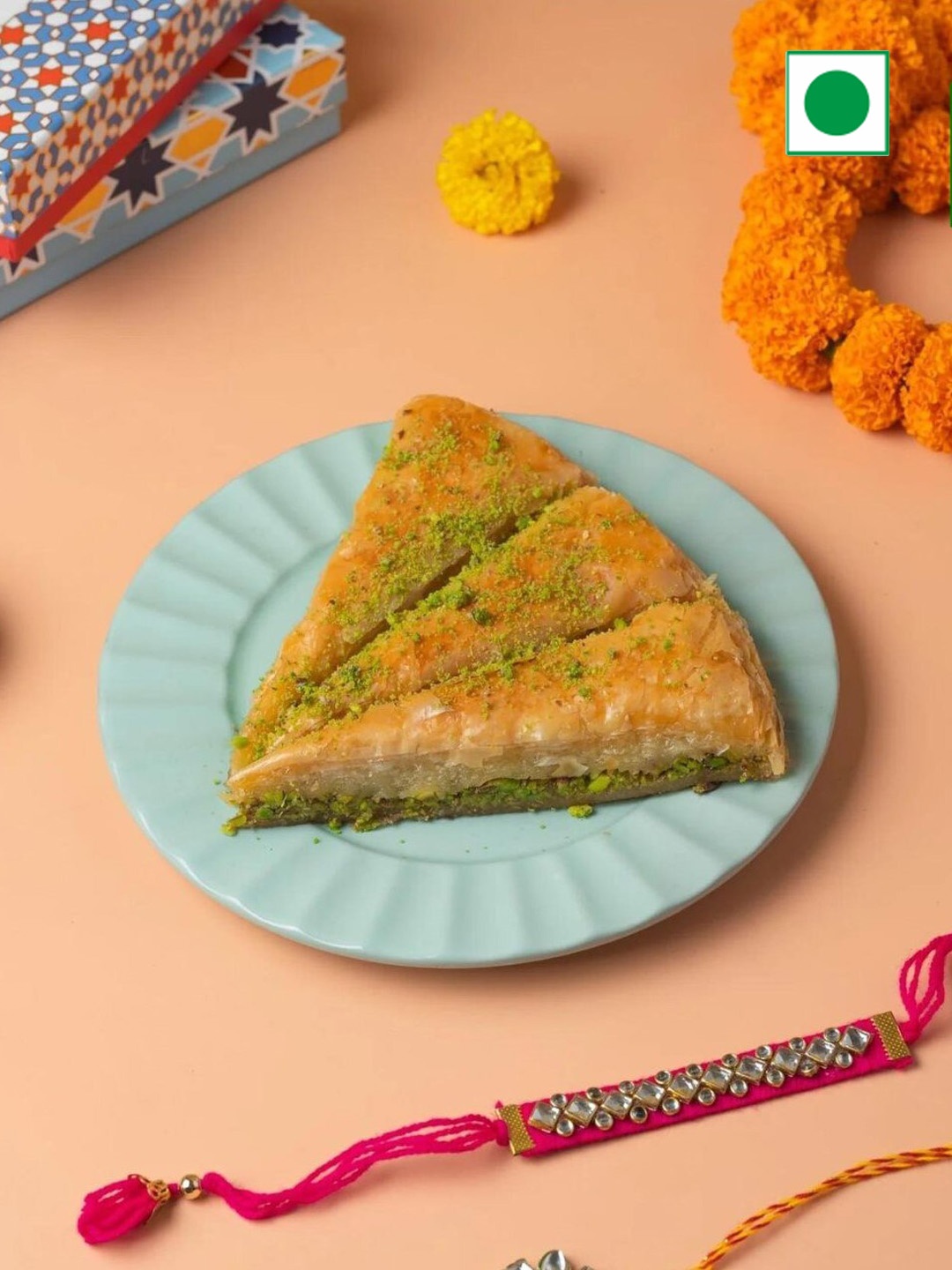 

The Baklava Box Carrot Baklava With Rakhi 500gm, Pink