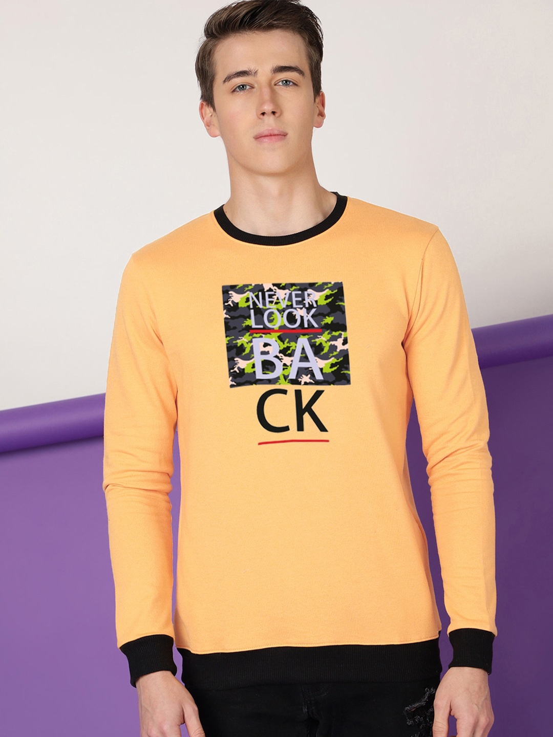 

FTX Typography Printed Round Neck Sweatshirt, Orange