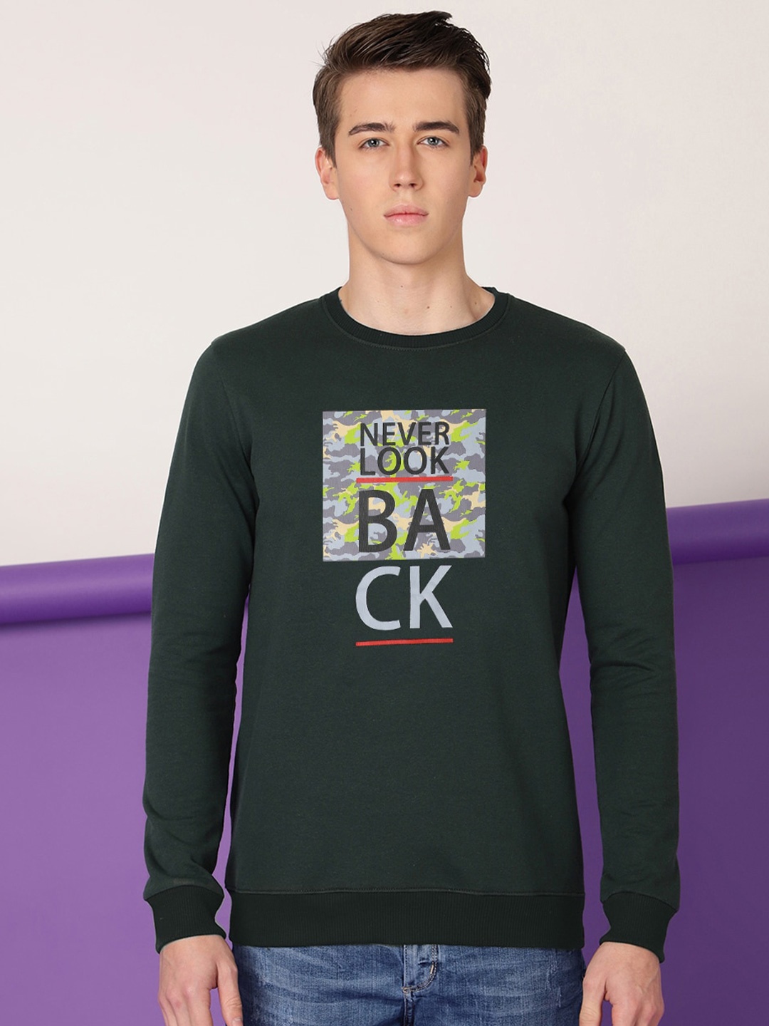 

FTX Typography Printed Cotton Sweatshirt, Olive