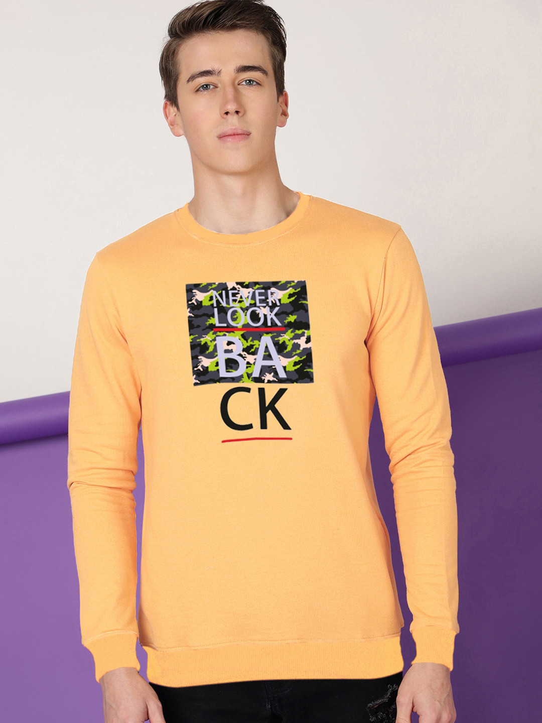 

FTX Typography Printed Round Neck Sweatshirt, Orange