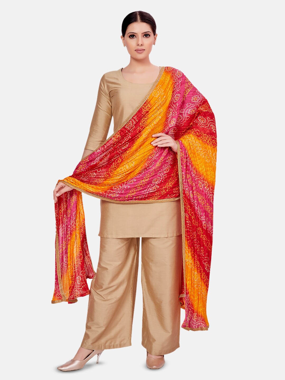 

Studio Shringaar Bandhani Printed Silk Dupatta, Pink