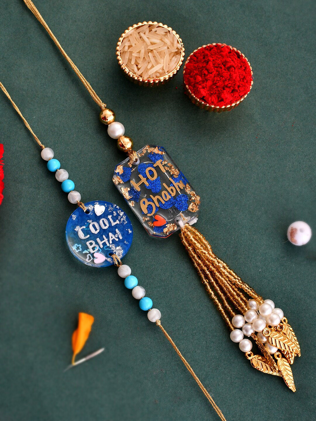 

Aapno Rajasthan Set Of 2 Beaded Rakhi, Blue