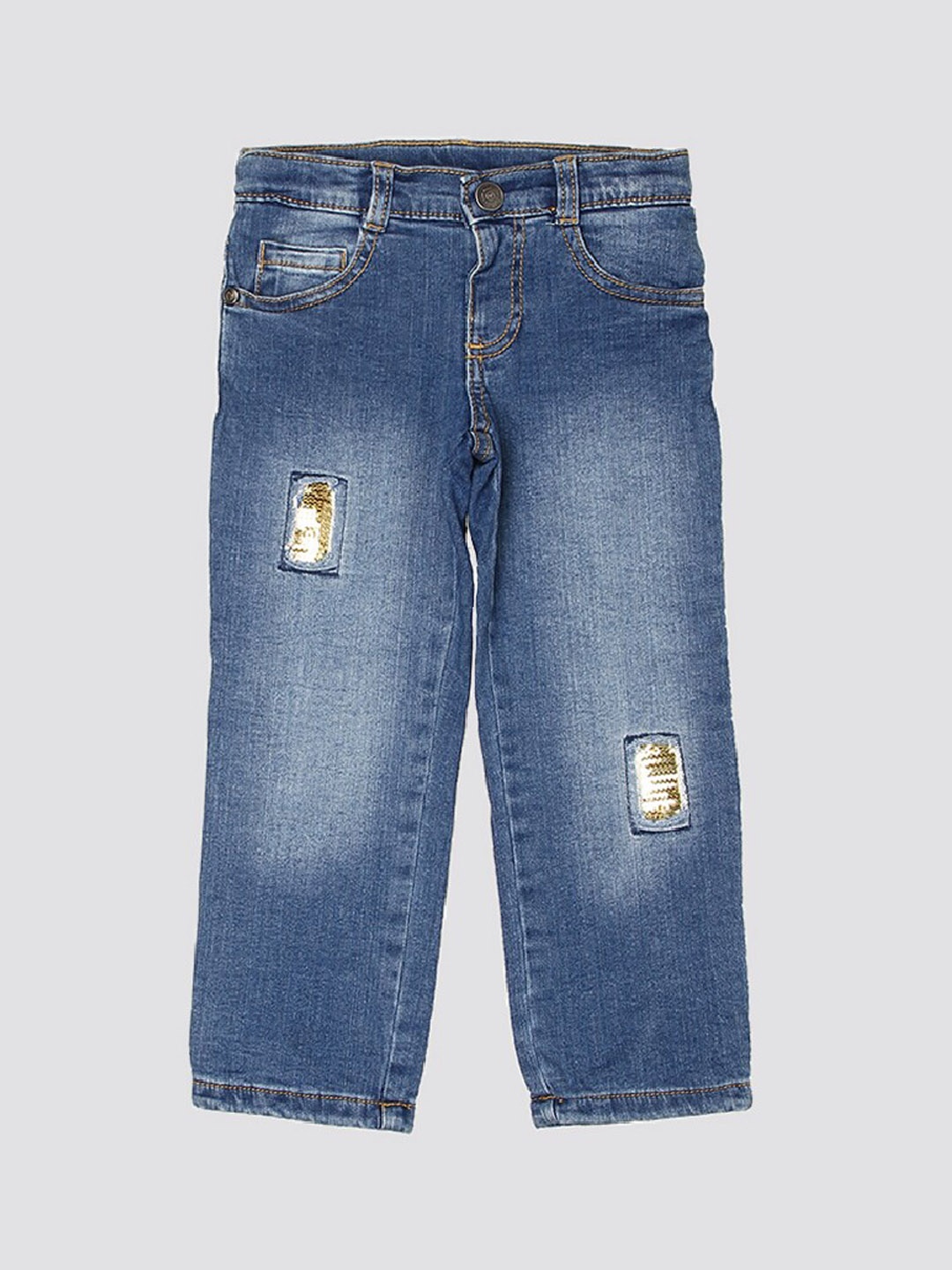 

mothercare Girls Mildly Distressed Light Fade Stretchable Jeans, Blue