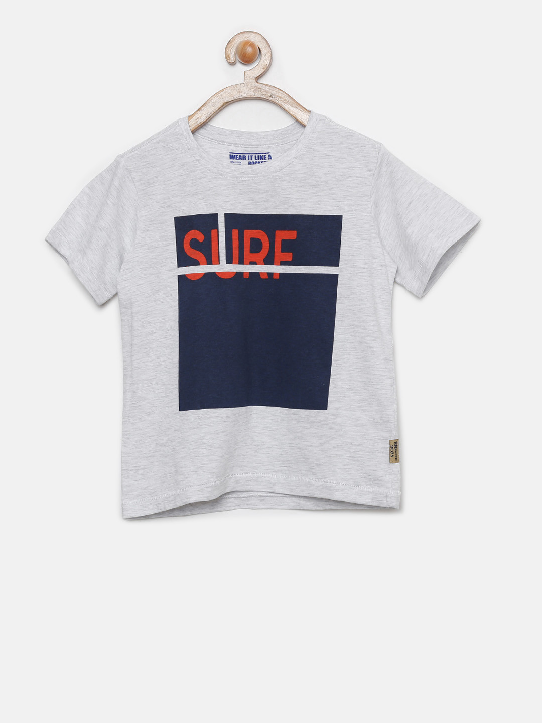 

Flying Machine Boys Grey Printed Round Neck T-shirt