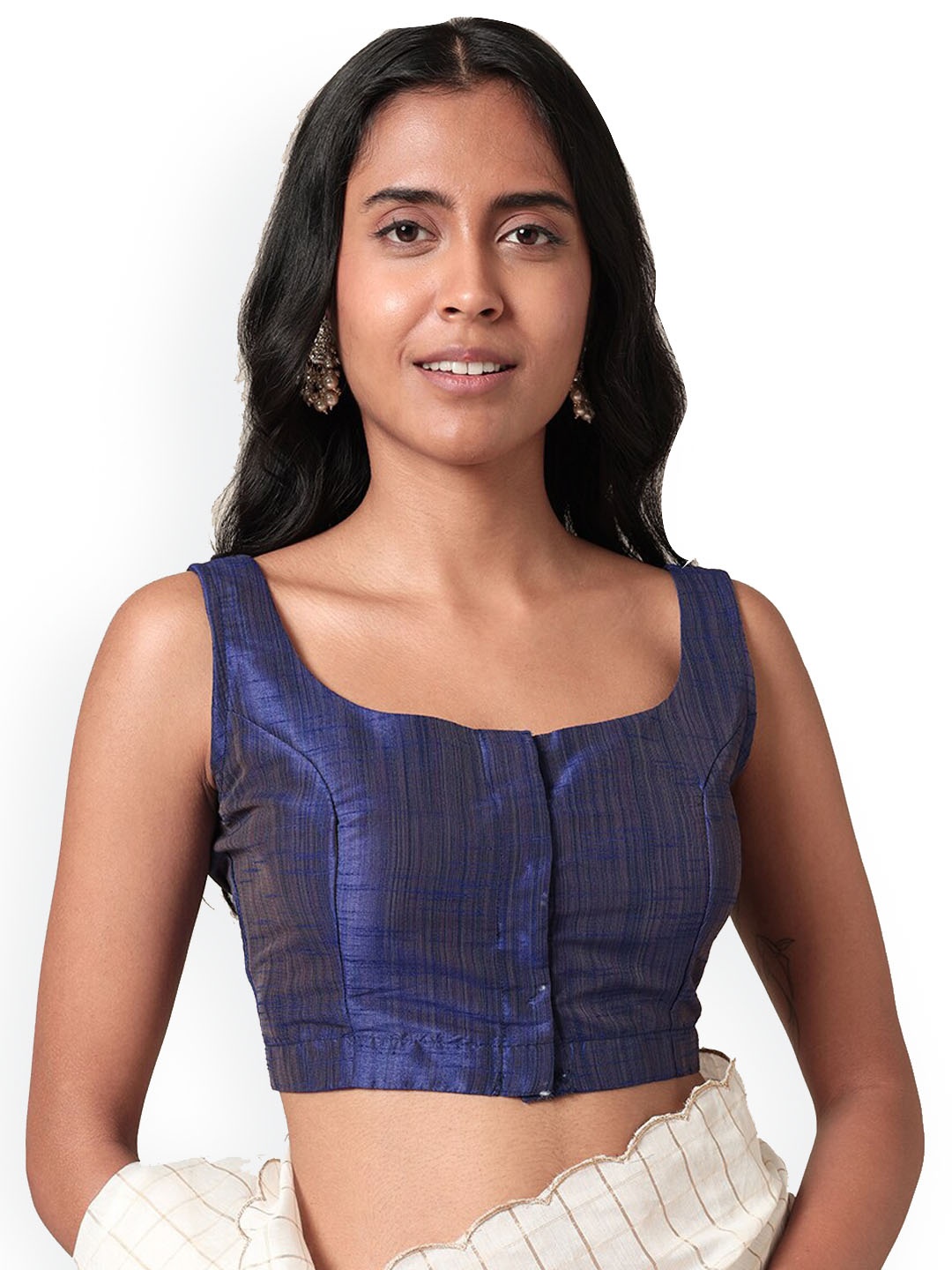 

Saaki Square Neck Saree Blouse, Blue
