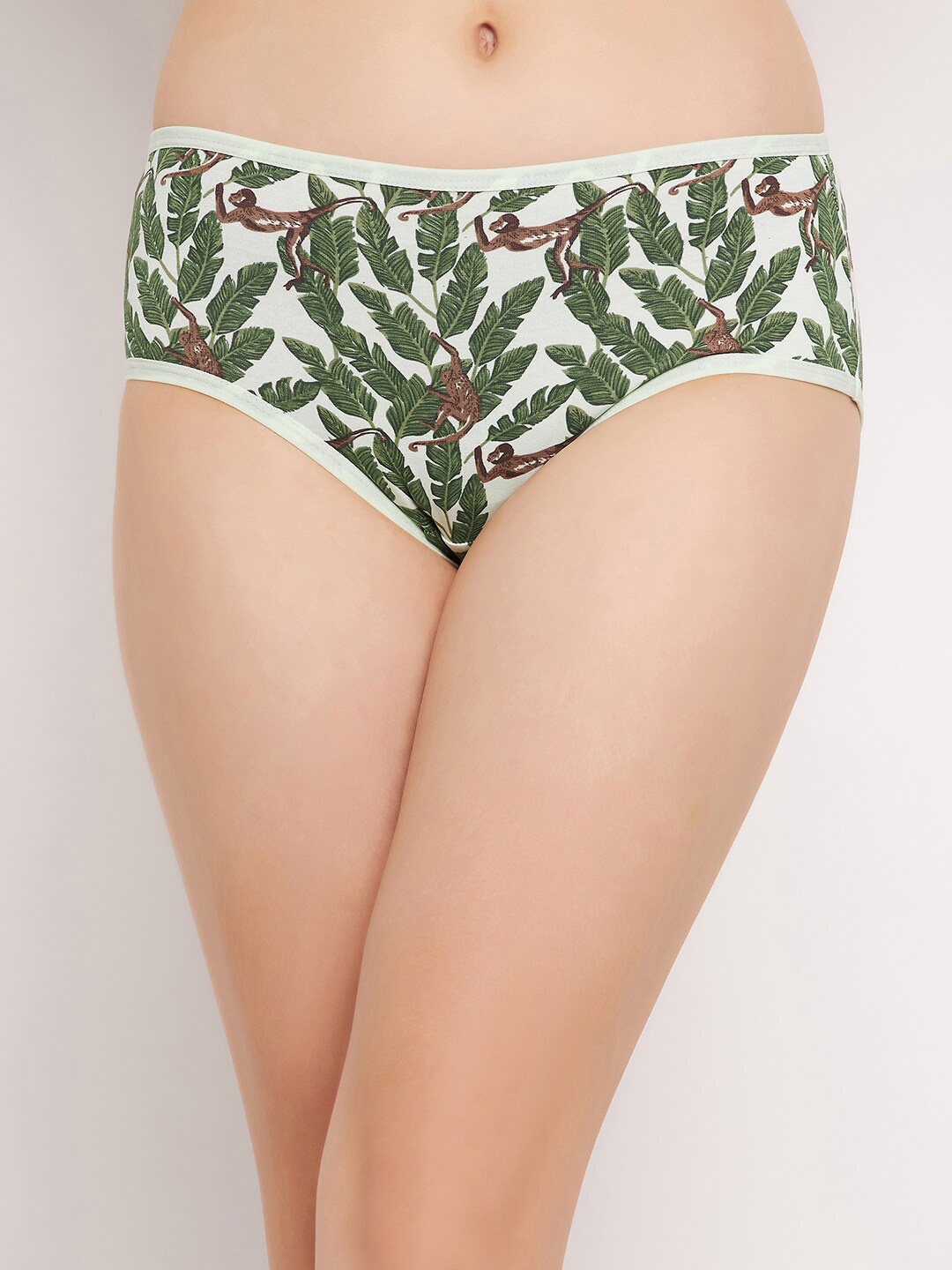 

Clovia Printed Pure Cotton Hipster Briefs, Green