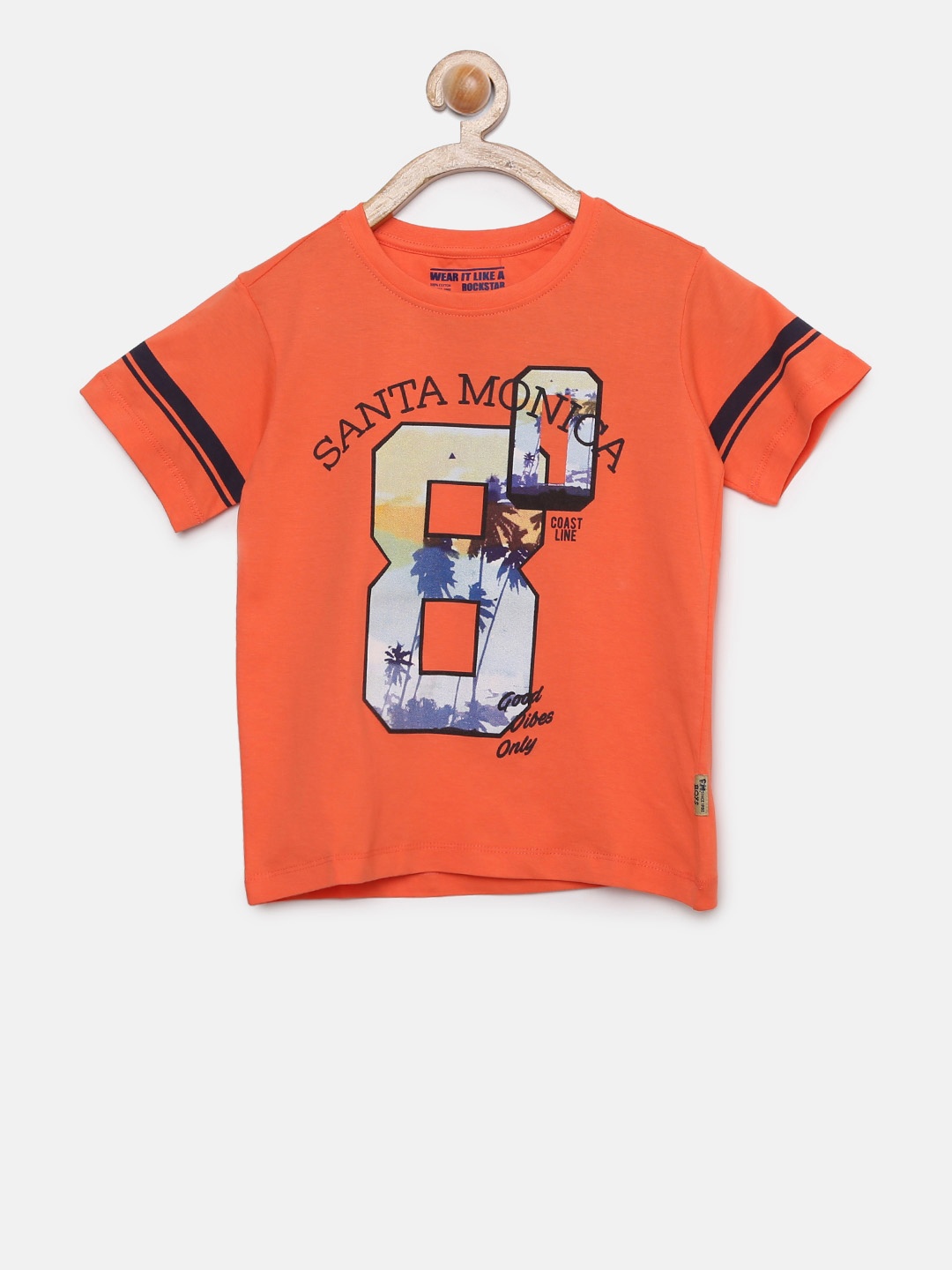 

Flying Machine Boys Orange Printed Round Neck T-shirt