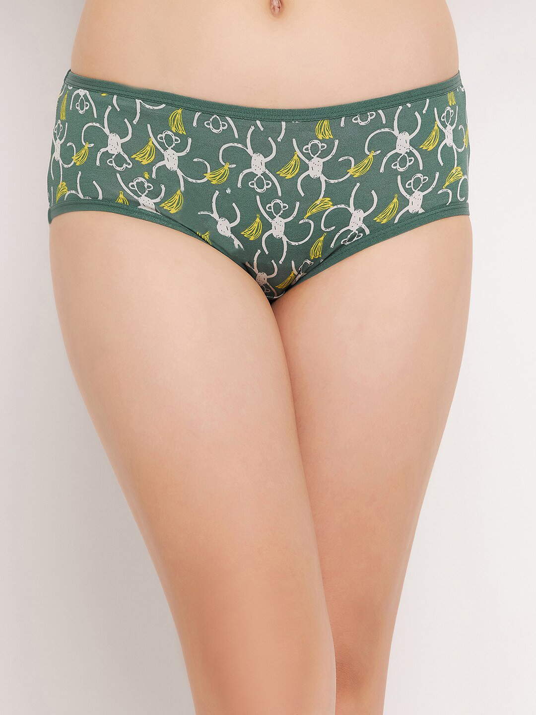 

Clovia Printed Pure Cotton Hipster Briefs, Green