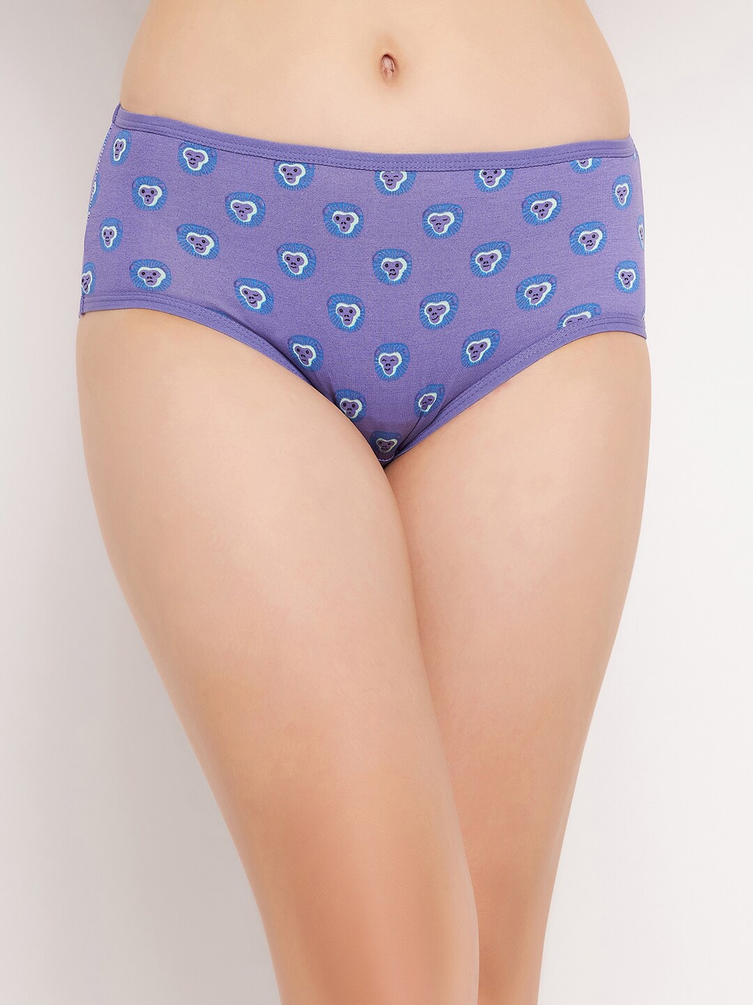 

Clovia Printed Purple & Blue Conversational Printed Pure Cotton Hipster Briefs