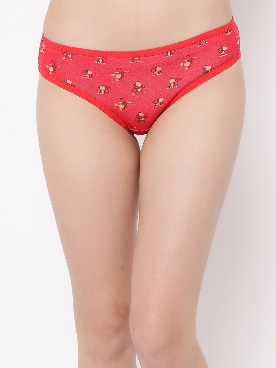 

Clovia Printed Cotton Bikini Briefs PN3465C04S, Red