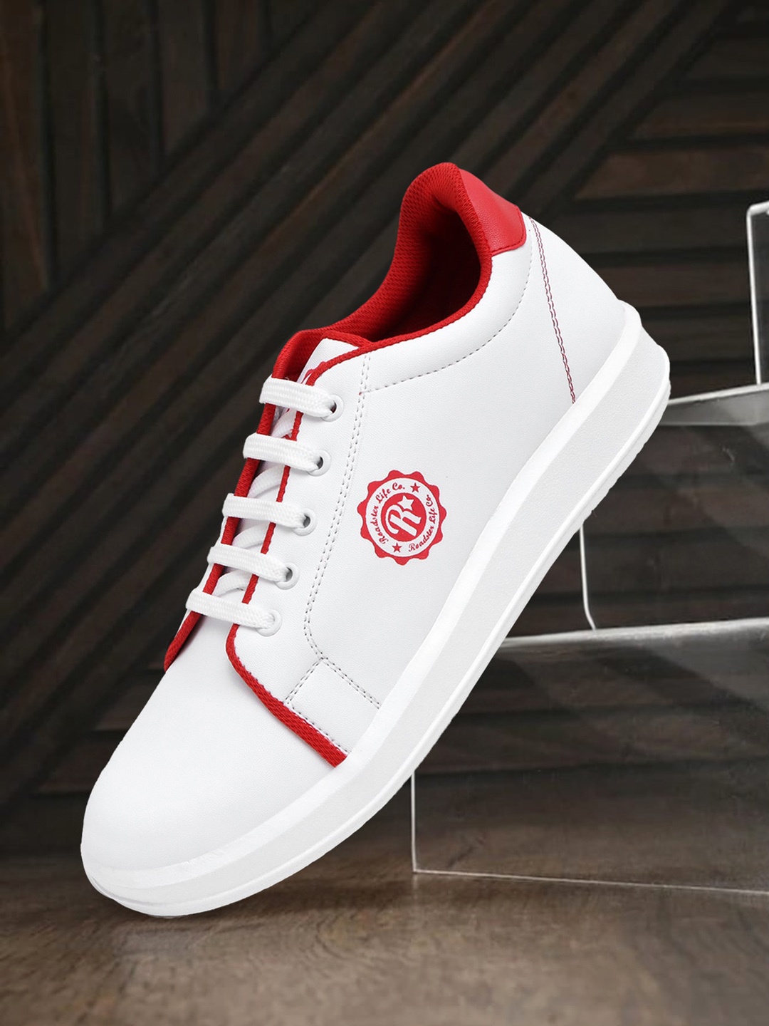 

The Roadster Lifestyle Co. Men White & Red Printed Lightweight Sneakers