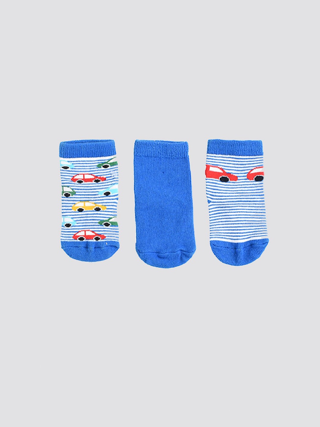 

mothercare Infant Boys Pack Of 3 Self-Designed Cotton Ankle-Length Socks, Blue
