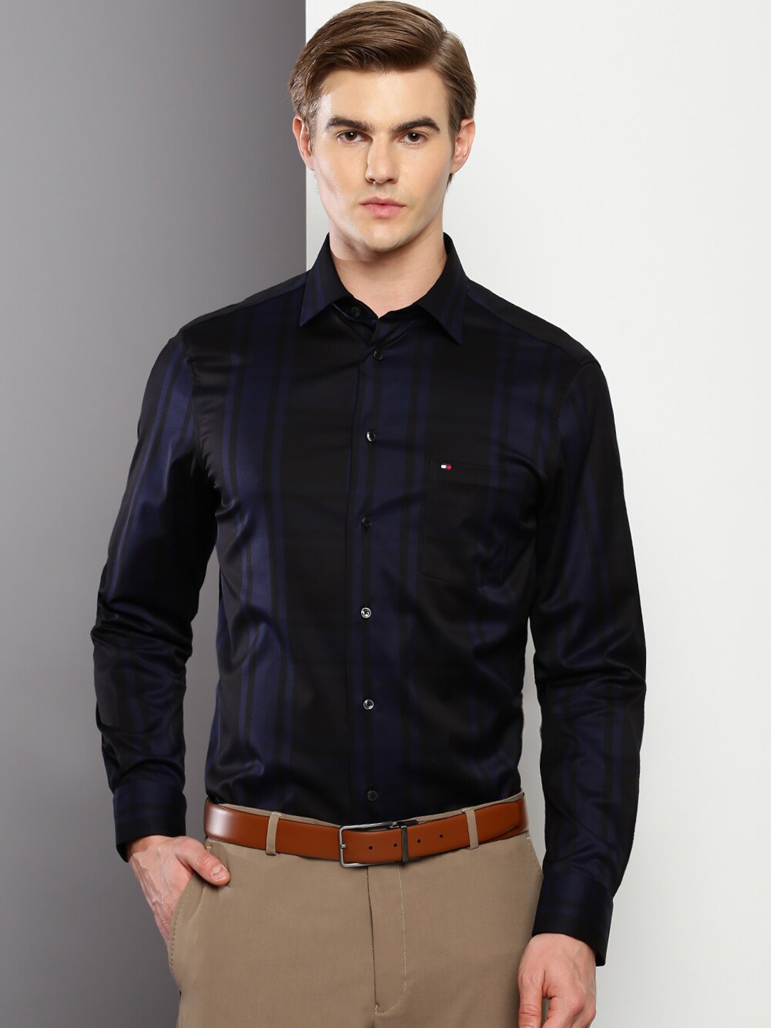 

Tommy Hilfiger Tartan Checked Cotton Opaque Casual Shirt, Navy blue