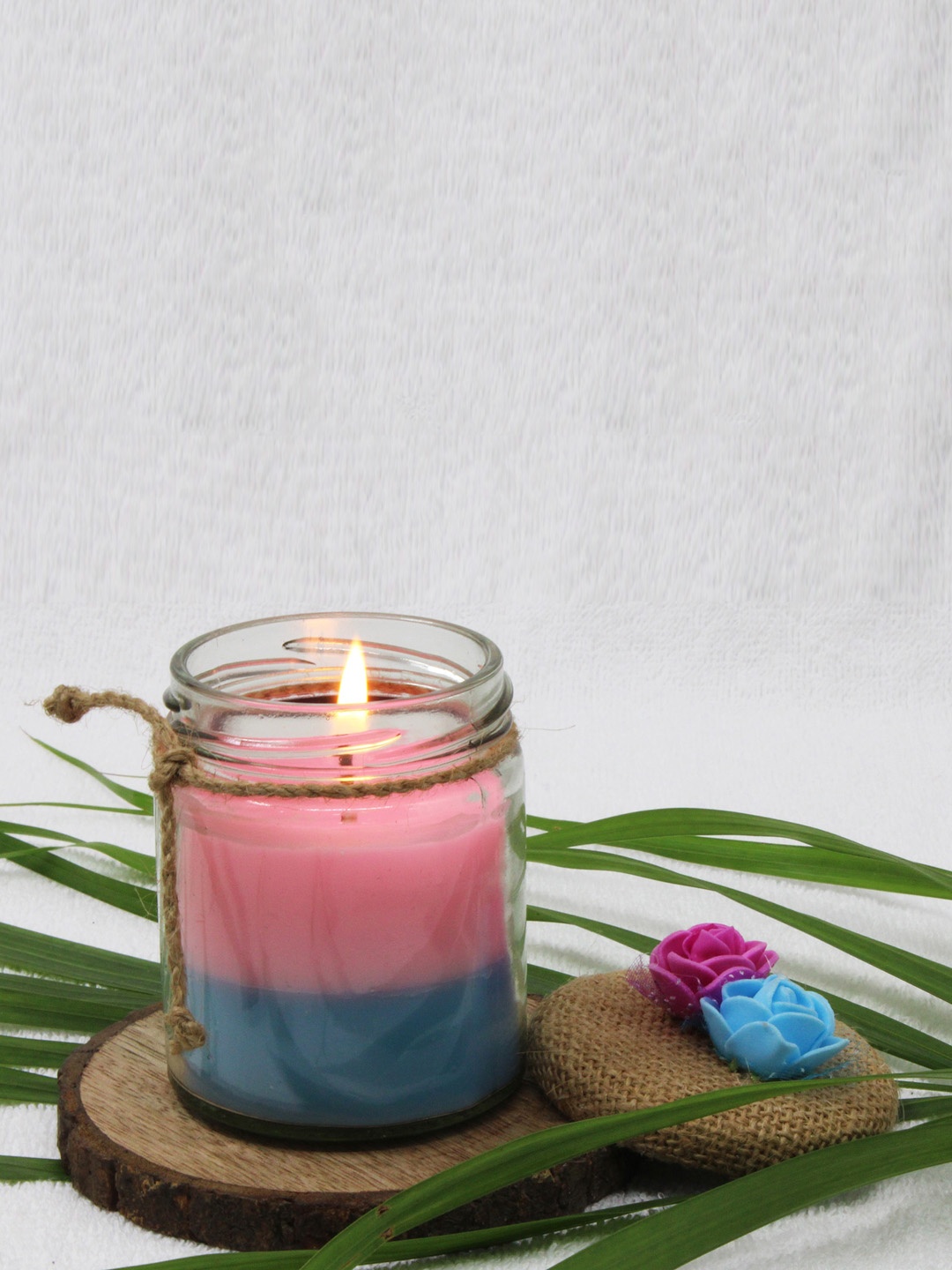 

atorakushon Pink 2 Pieces Vanilla Scented Lead-Free Wick Jar Candles