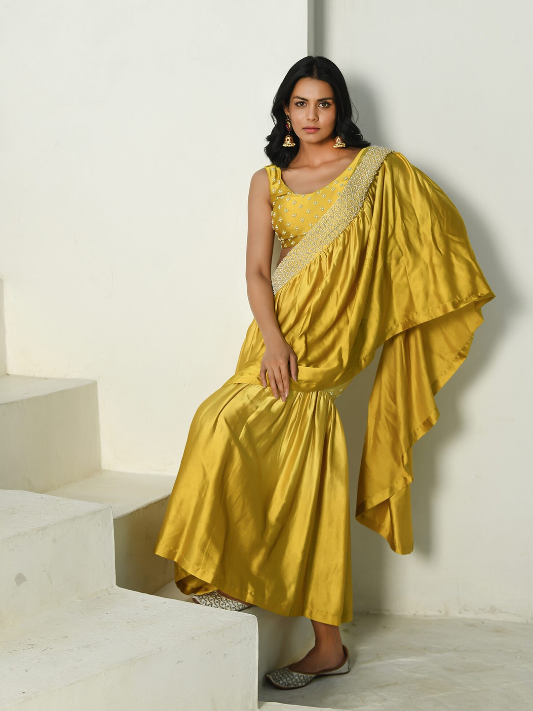 

NUHH Ready To Wear Lehenga & Blouse With Dupatta, Yellow
