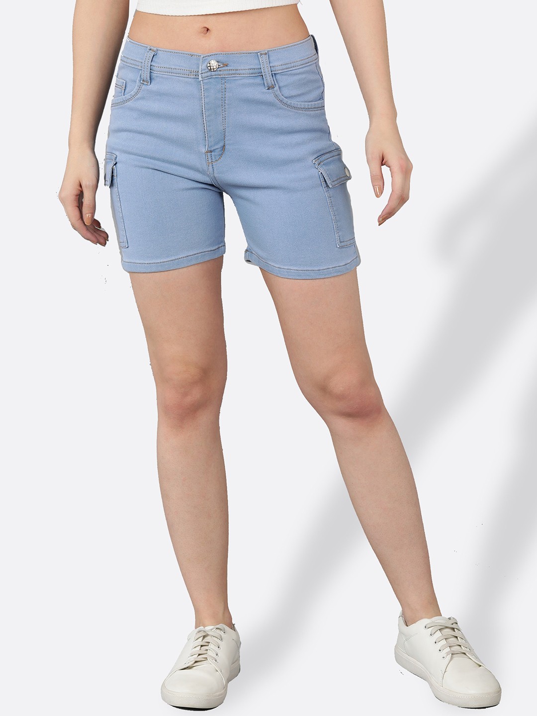 

Apraa & Parma Women Washed Slim Fit Denim Shorts, Blue