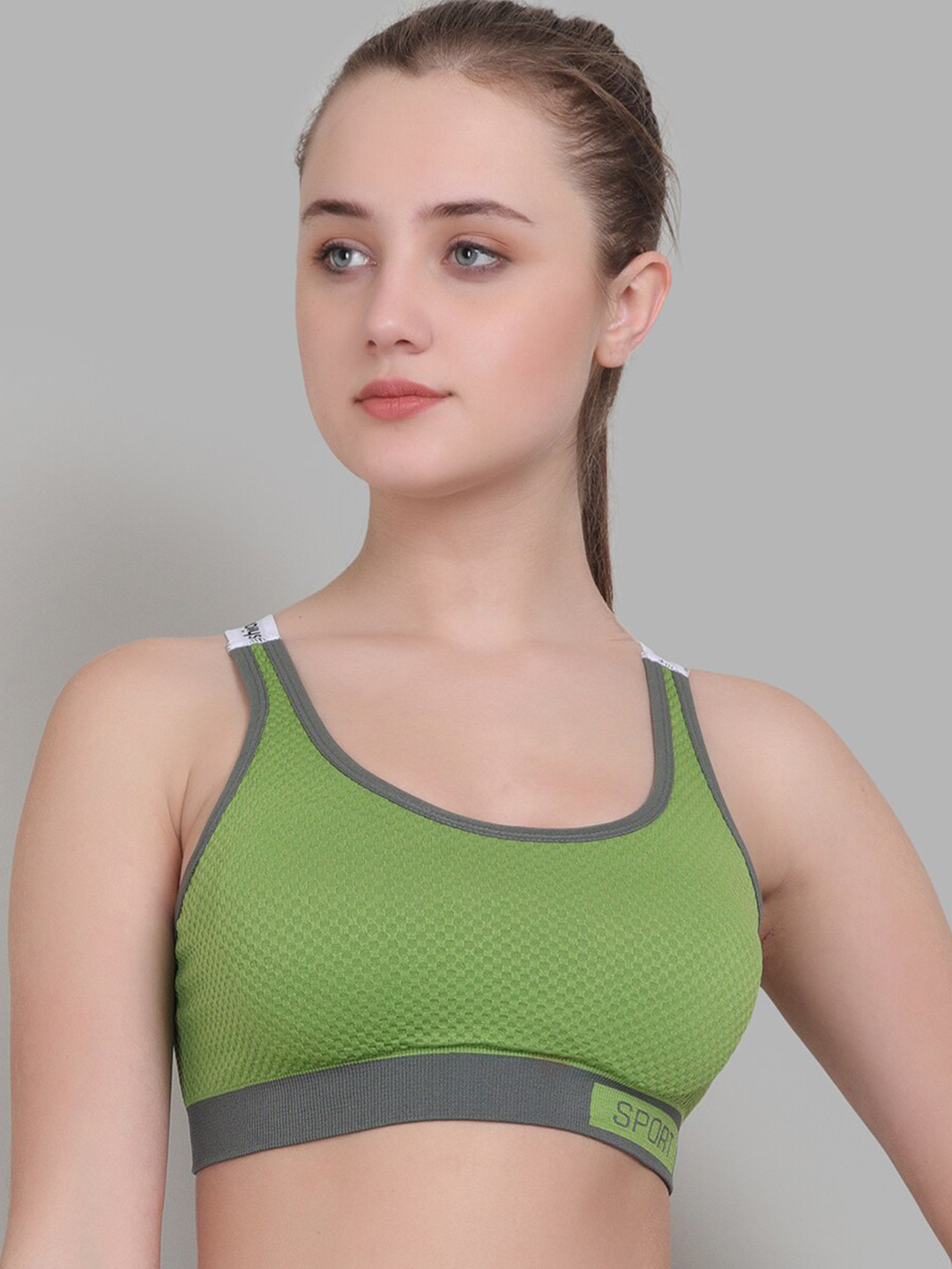 

Lebami Full Coverage Lightly Padded Dry Fit High Support Workout Bra With All Day Comfort, Green