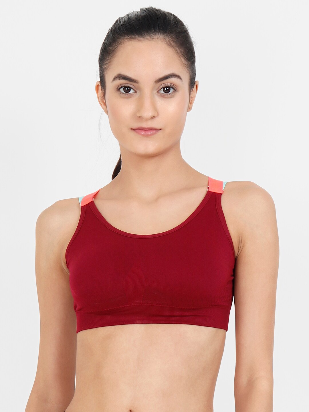 

Lebami Lightly Padded Full Coverage All Day Comfort Dry-Fit Sports Bra, Maroon