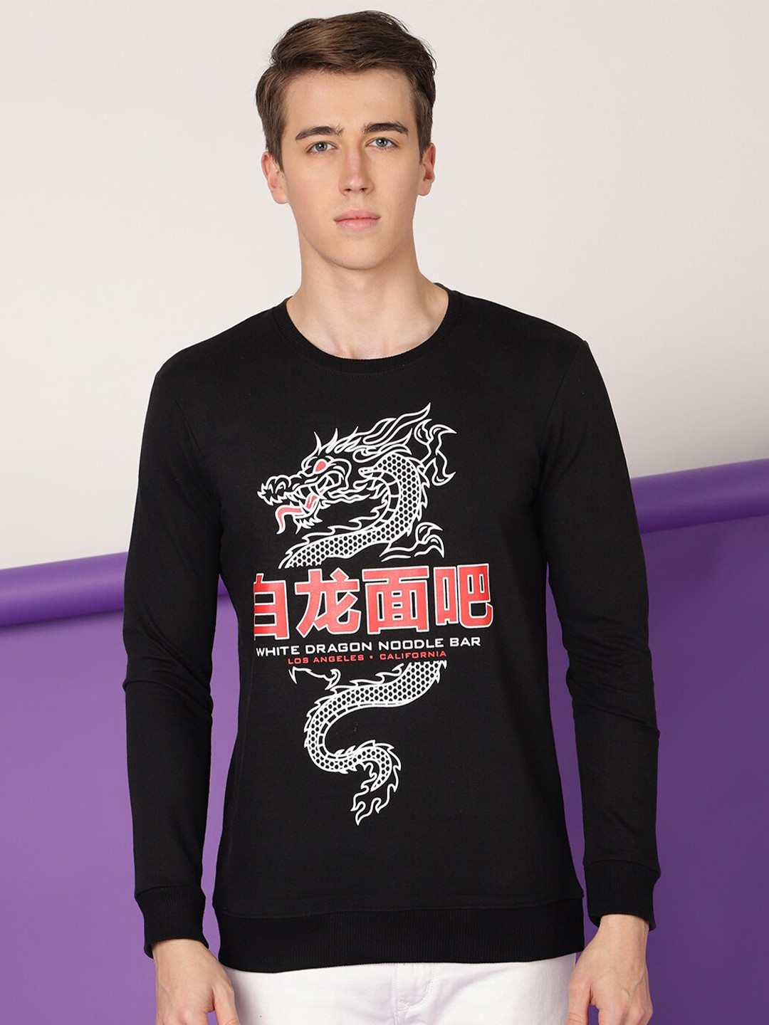 

FTX Typography Printed Round Neck Sweatshirt, Black