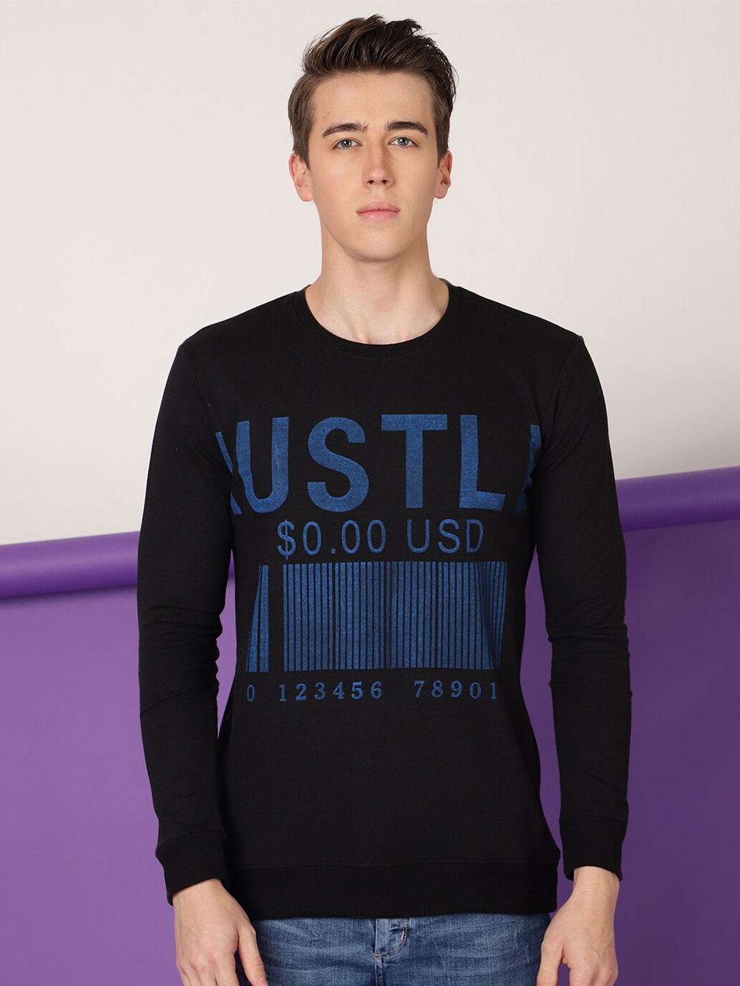 

FTX Typography Printed Round Neck Sweatshirt, Black