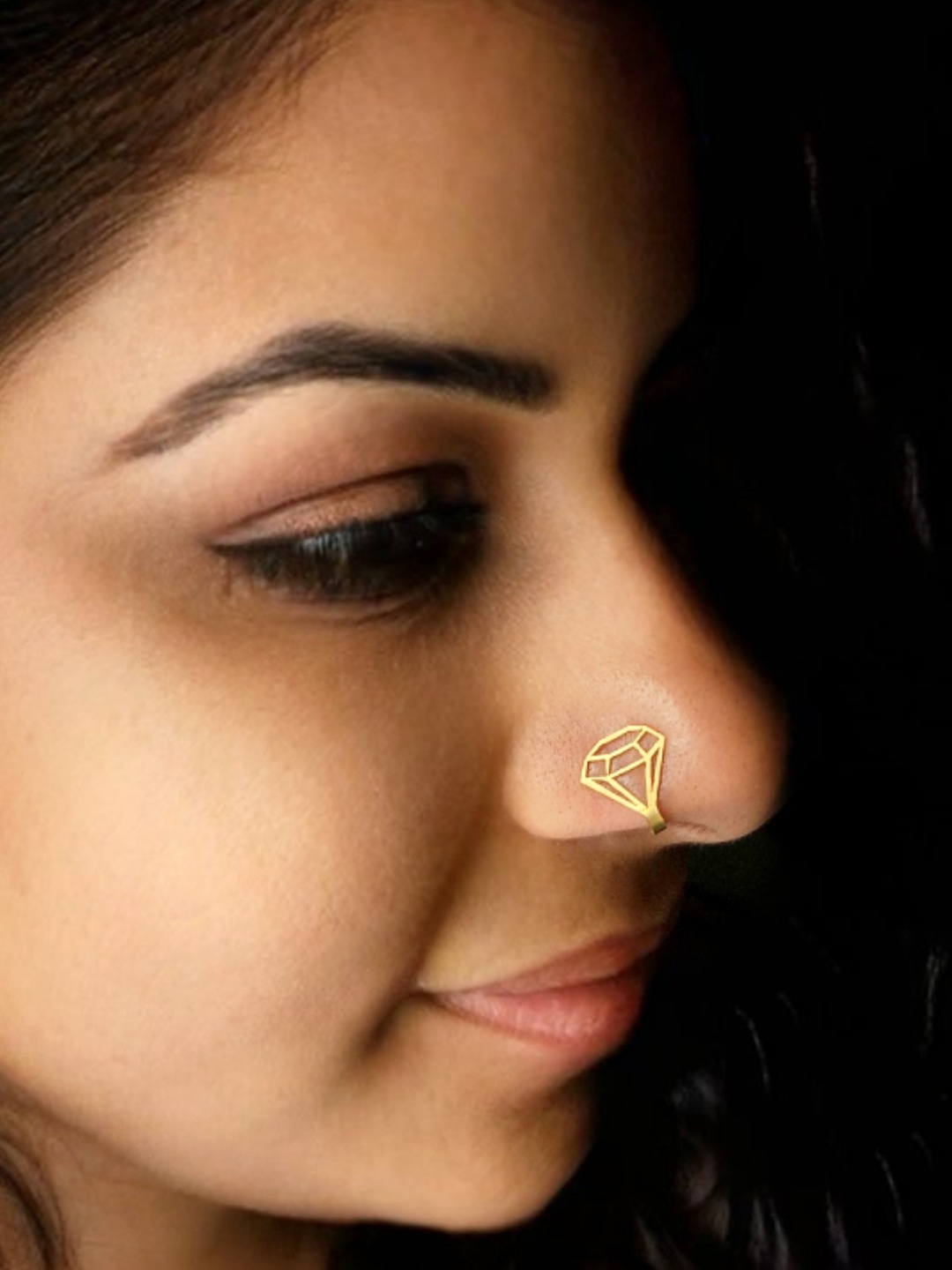 

Goldnera Line Art Charm Brass Nosepin, Gold