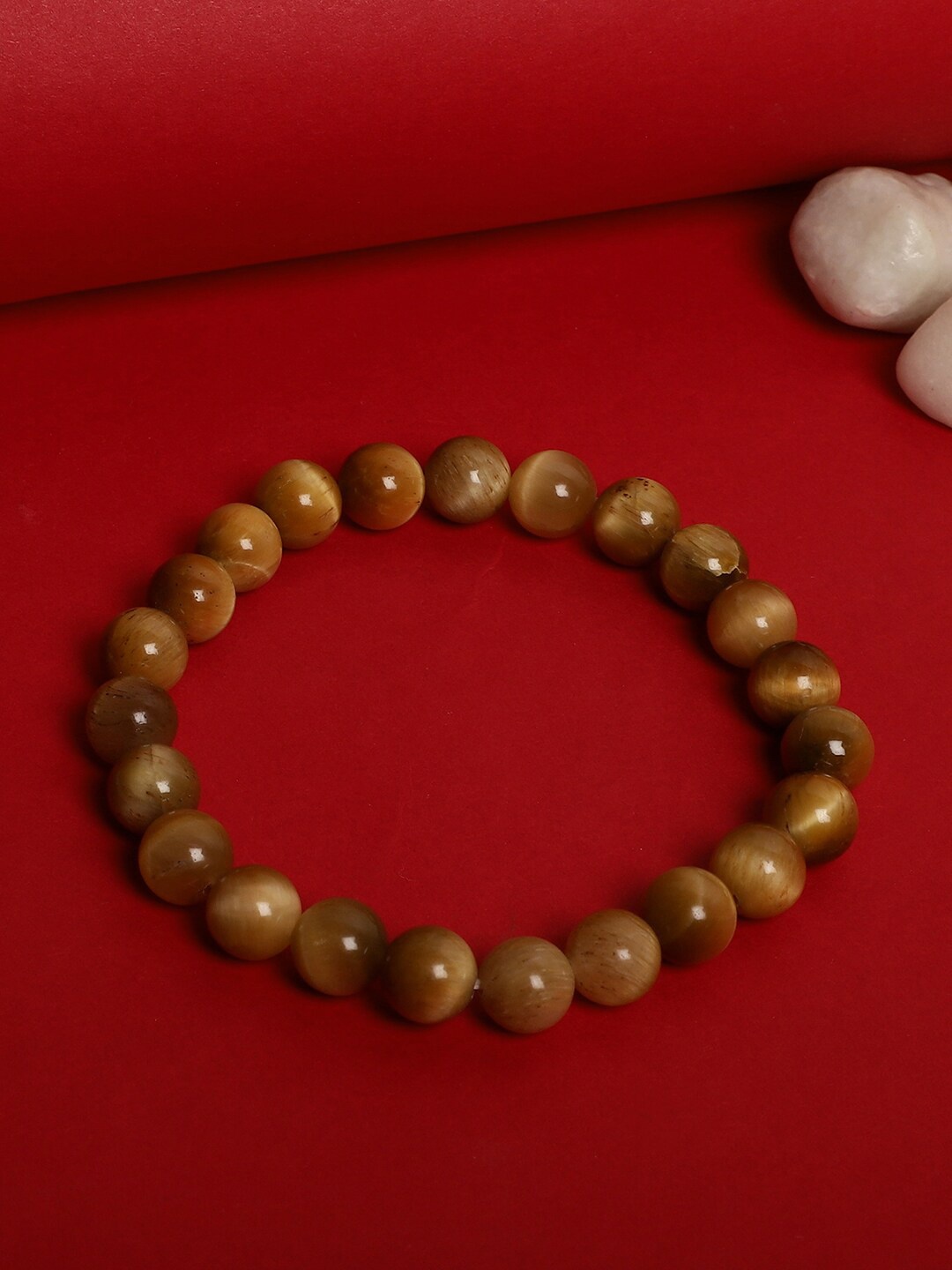 

TAG 7 Women Golden Tiger Eye Semi Precious Stone Bracelet, Beige