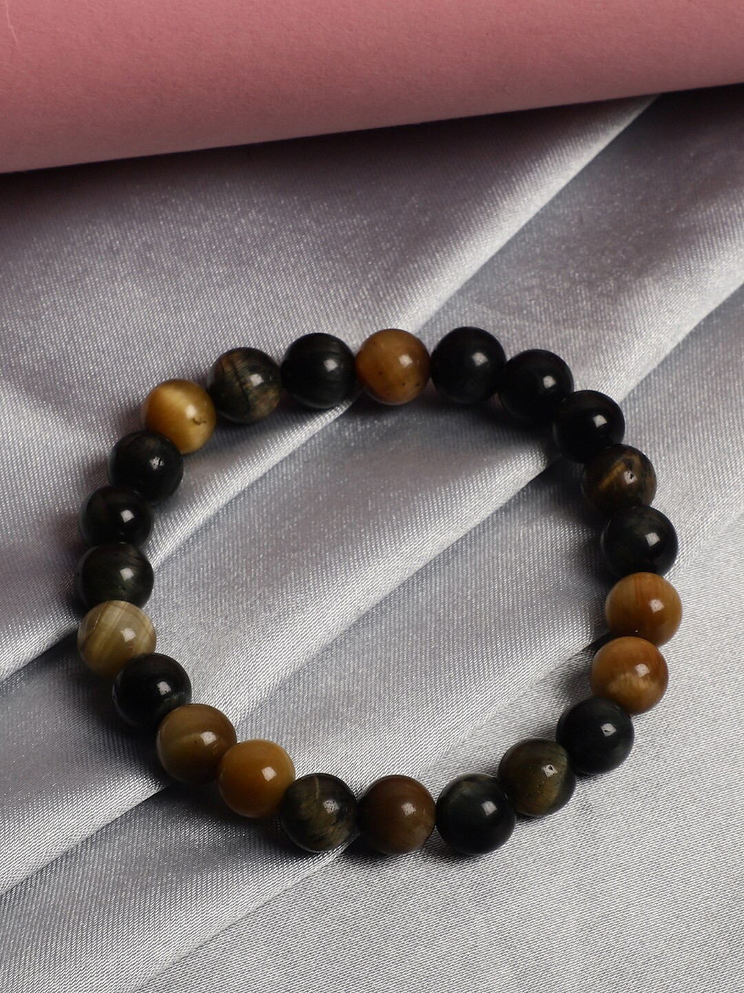 

TAG 7 Women Tiger Eye Semi Precious Stone Bracelet, Grey