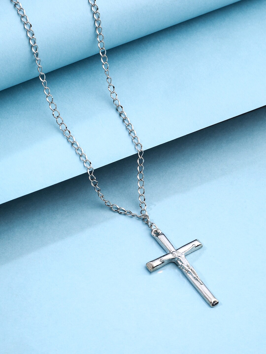 

VIRAASI Unisex Silver-Plated Cross Pendant with Chain Necklace