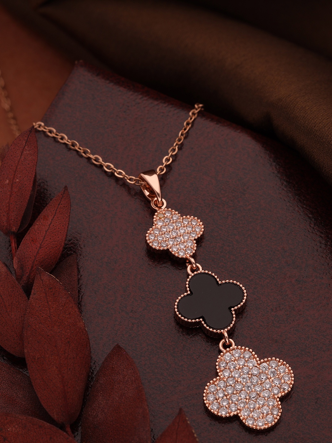 

Brado Jewellery Rose Gold-Plated CZ Studded Pendant Chain