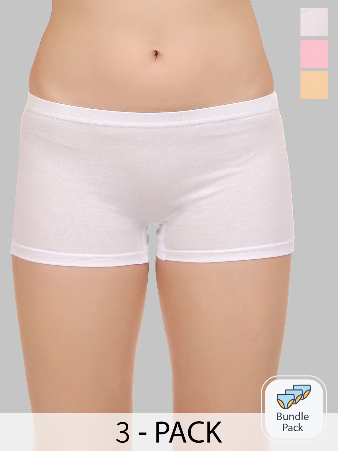 

SELFCARE Pack Of 3 Mid Rise Pure Cotton Boyshort Briefs, White