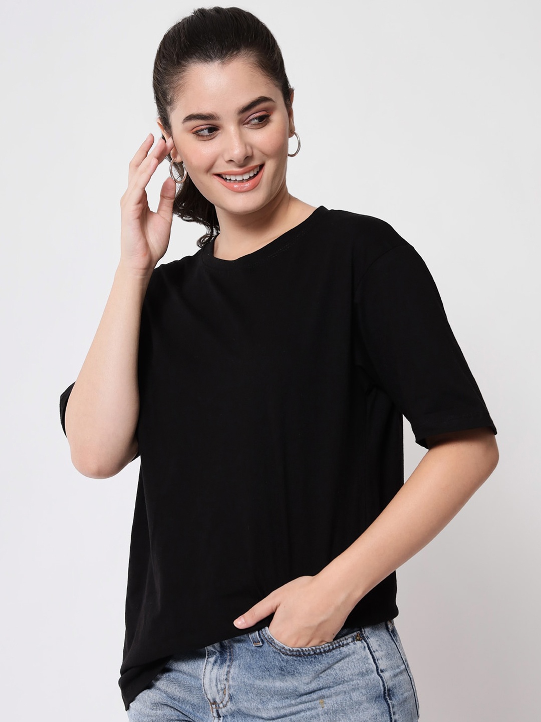 

Funday Fashion Cotton Oversized T-shirt, Black