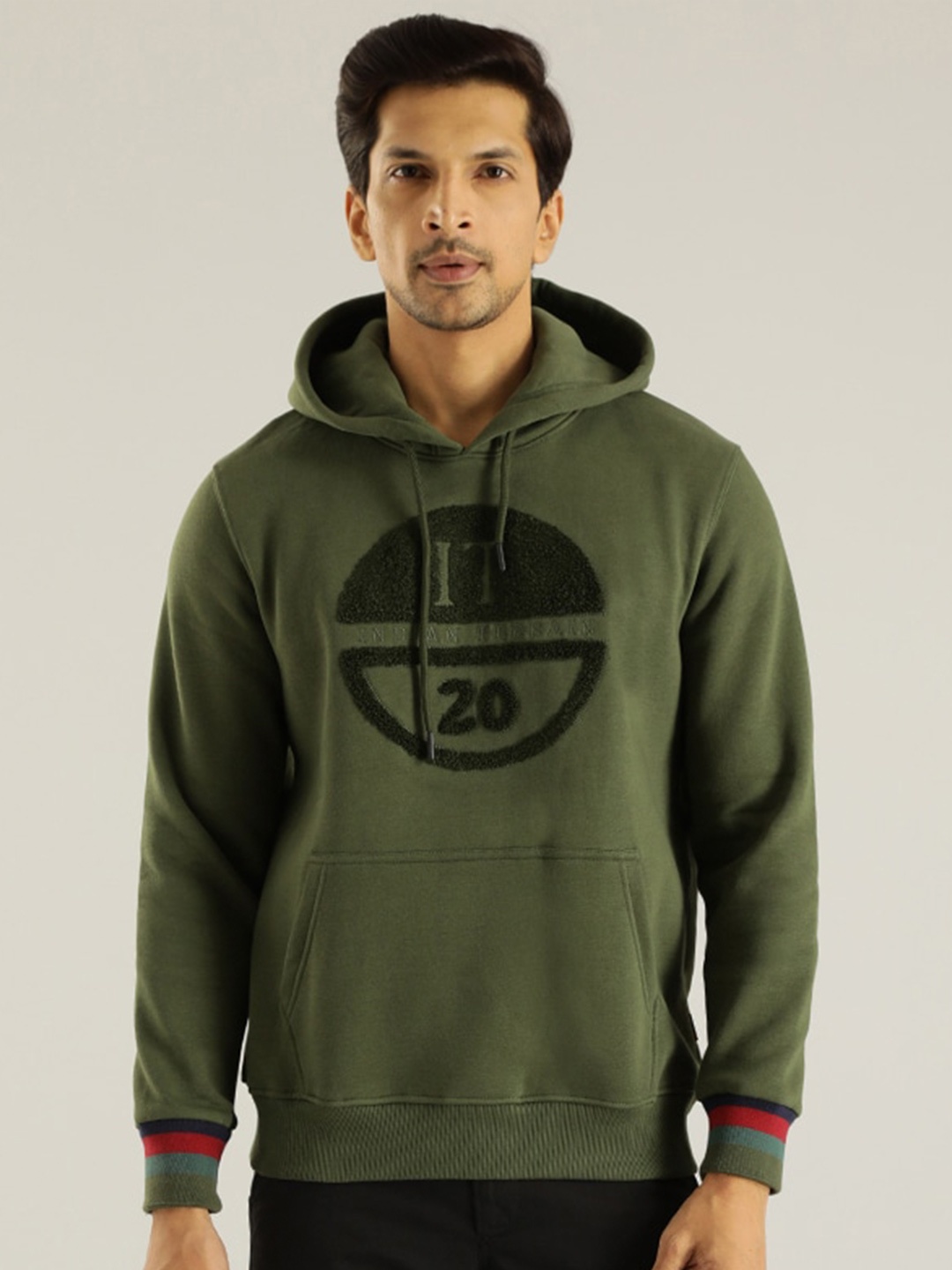 

Indian Terrain Graphic Printed Hooded Sweatshirt, Green